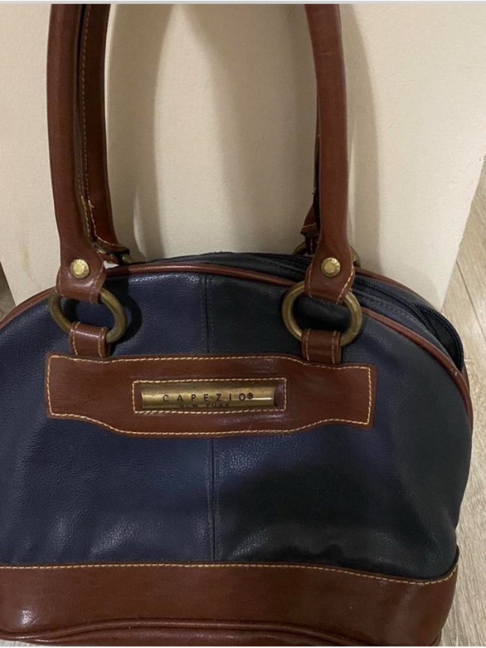 Capezio Navy and Brown Leather Bag